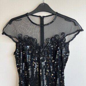 VINTAGE Lime Nite Black Sequin Mini Dress
